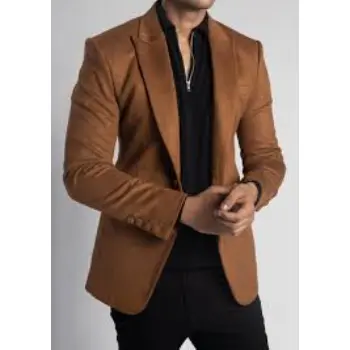 Slim Fit Brown Velvet Semi Formal Blazer